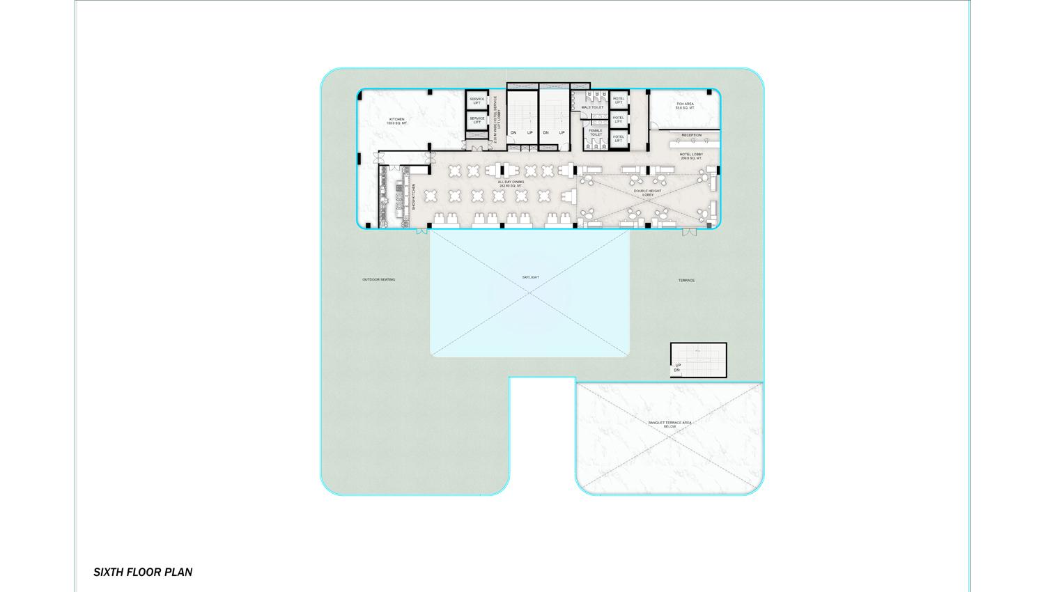 Sixth Floor - Hotel Lobby & Terraces floor plan, Le Meridien by Newstone